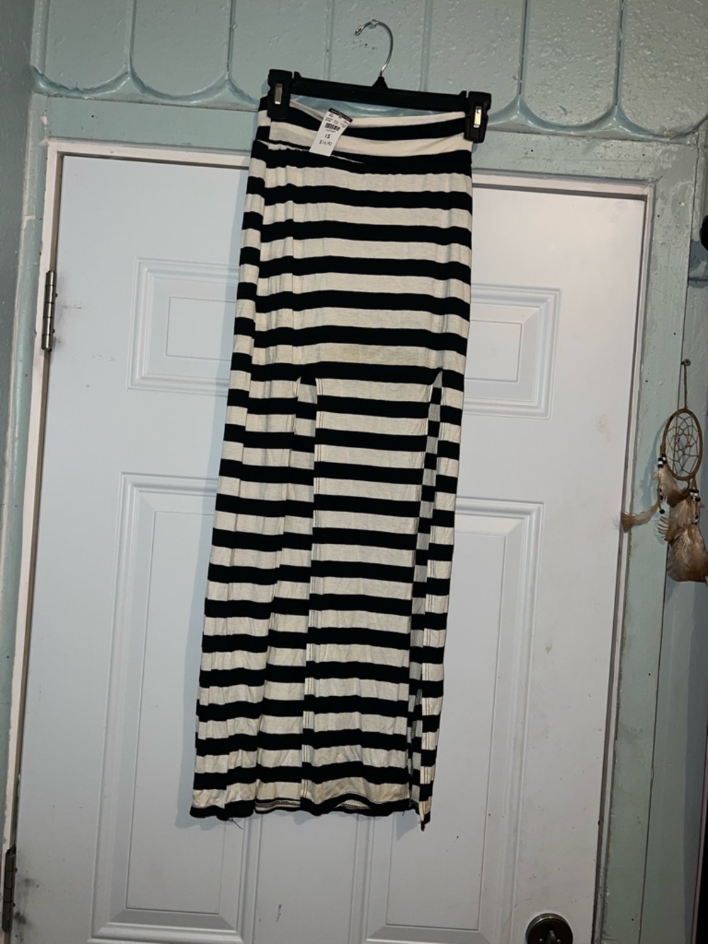 Body Central Black and White Striped Maxi Skirt